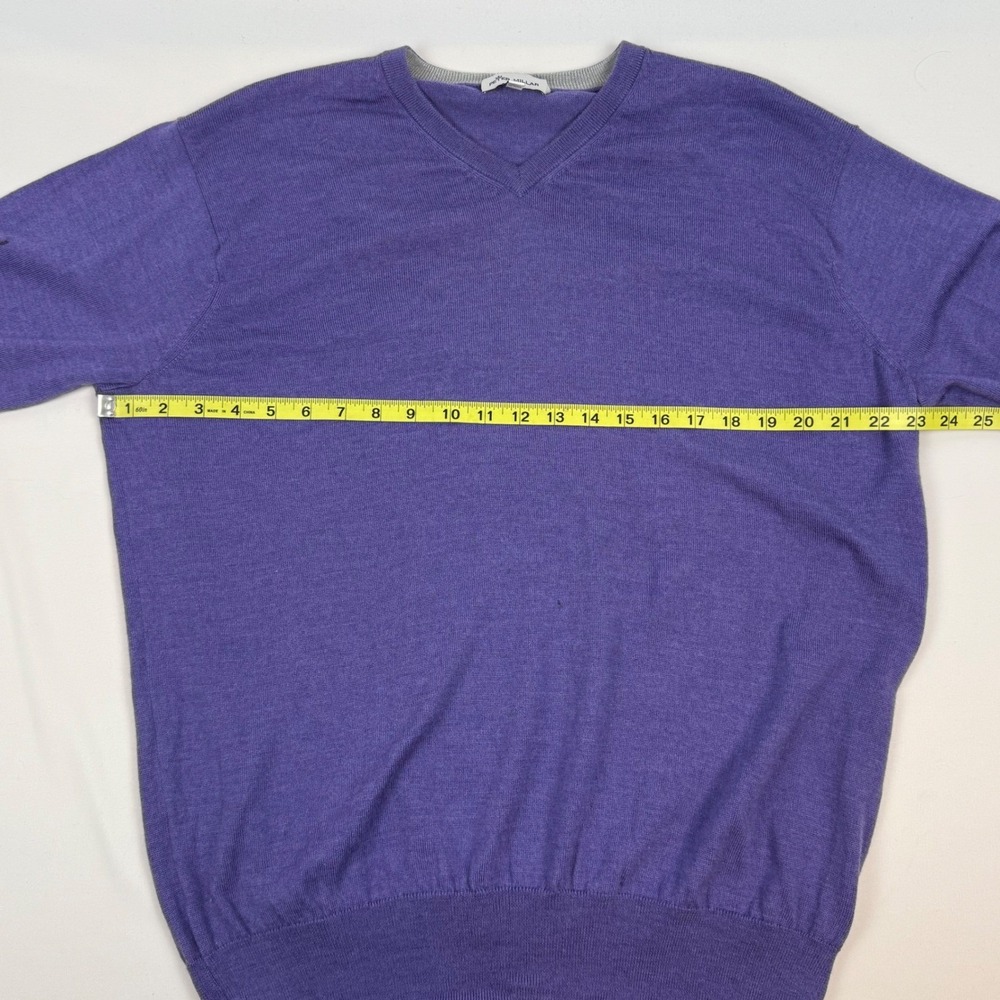 Peter Millar Mens V Neck Sweater Purple Merino Wool Silk Blend Size L - Picture 7 of 10